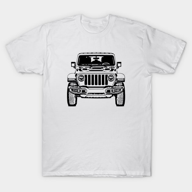 Wrangler Rubicon Front View Sketch Art T-Shirt by DemangDesign